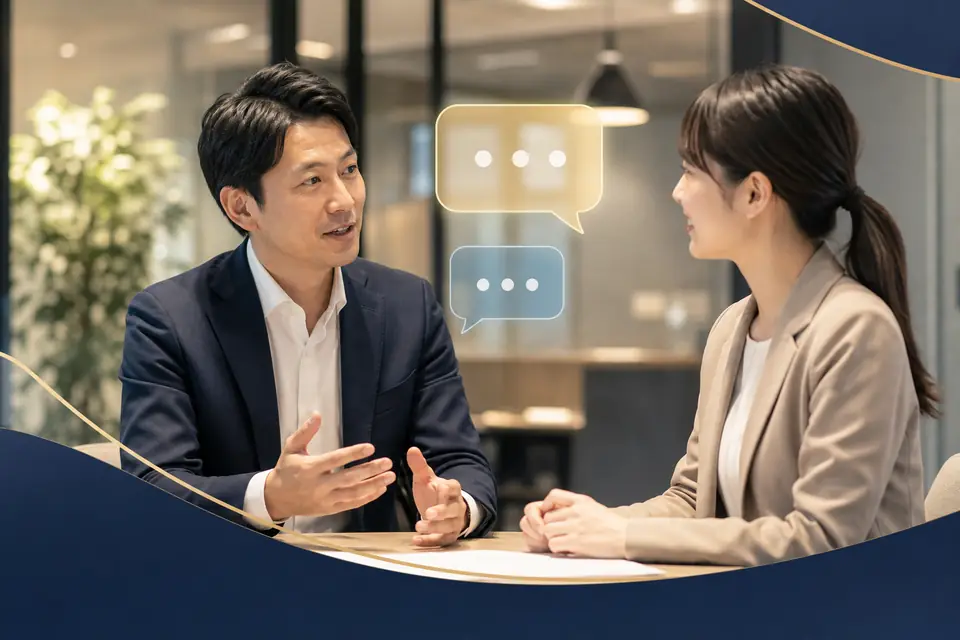 部下と会話する管理職のイメージ